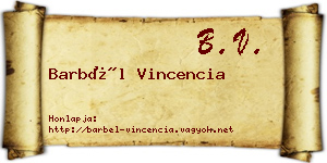 Barbél Vincencia névjegykártya